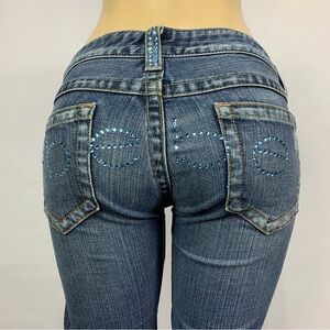 Y2K Bebe Rhinestone Logo Jean Capri